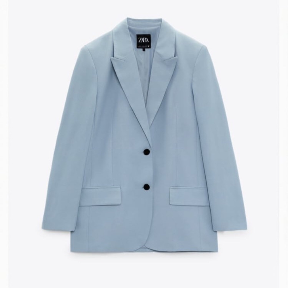 Zara blue longline straight blazer